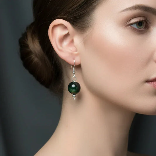 Boucles d'oreilles en Obsidienne Œil Céleste (BO238)