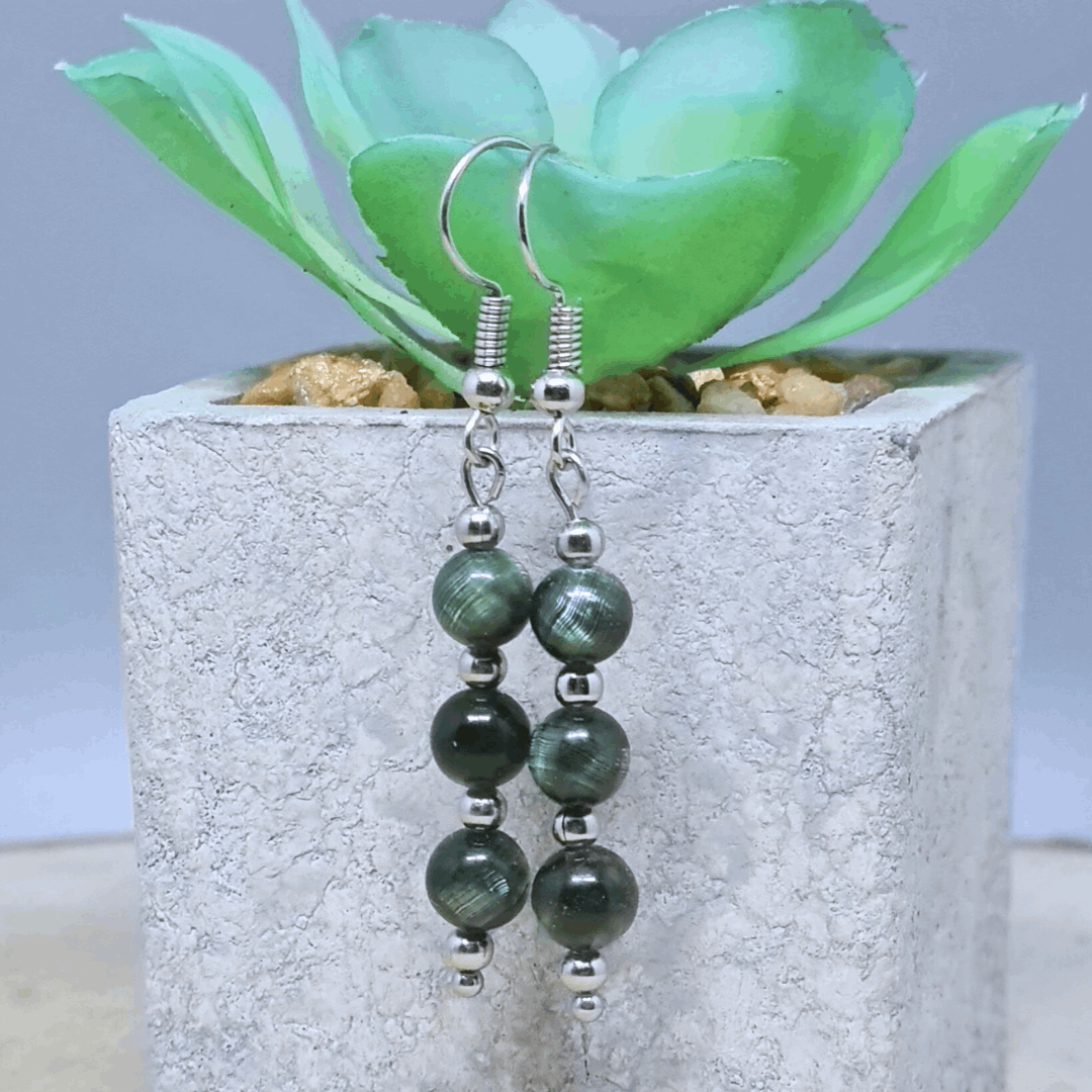 Boucles d'oreilles en Séraphinite (BO232)