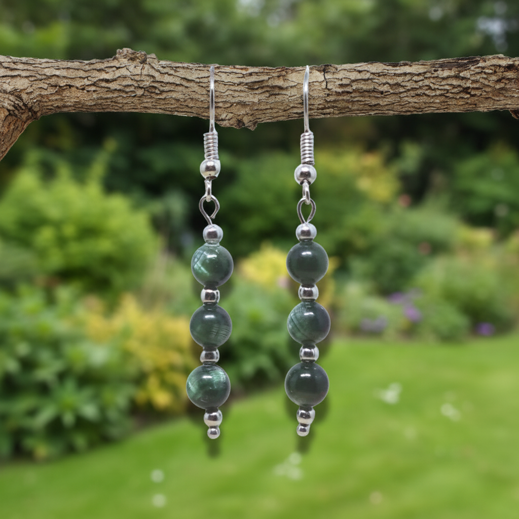 Boucles d'oreilles en Séraphinite (BO232) - ENAE Minéraux