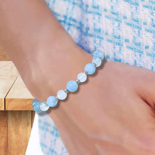 Bracelet en Aigue-Marine et Topaze