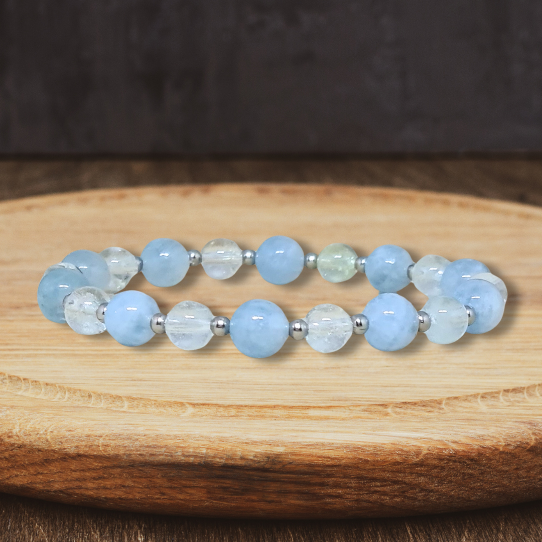 Bracelet en Aigue-Marine et Topaze