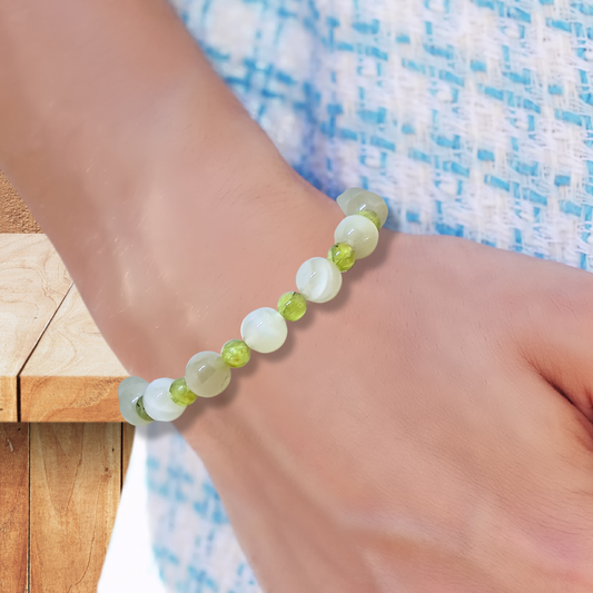 Bracelet en Péridot et Pierre de Lune