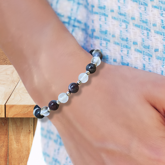 Bracelet en Sugilite et Cristal de Roche