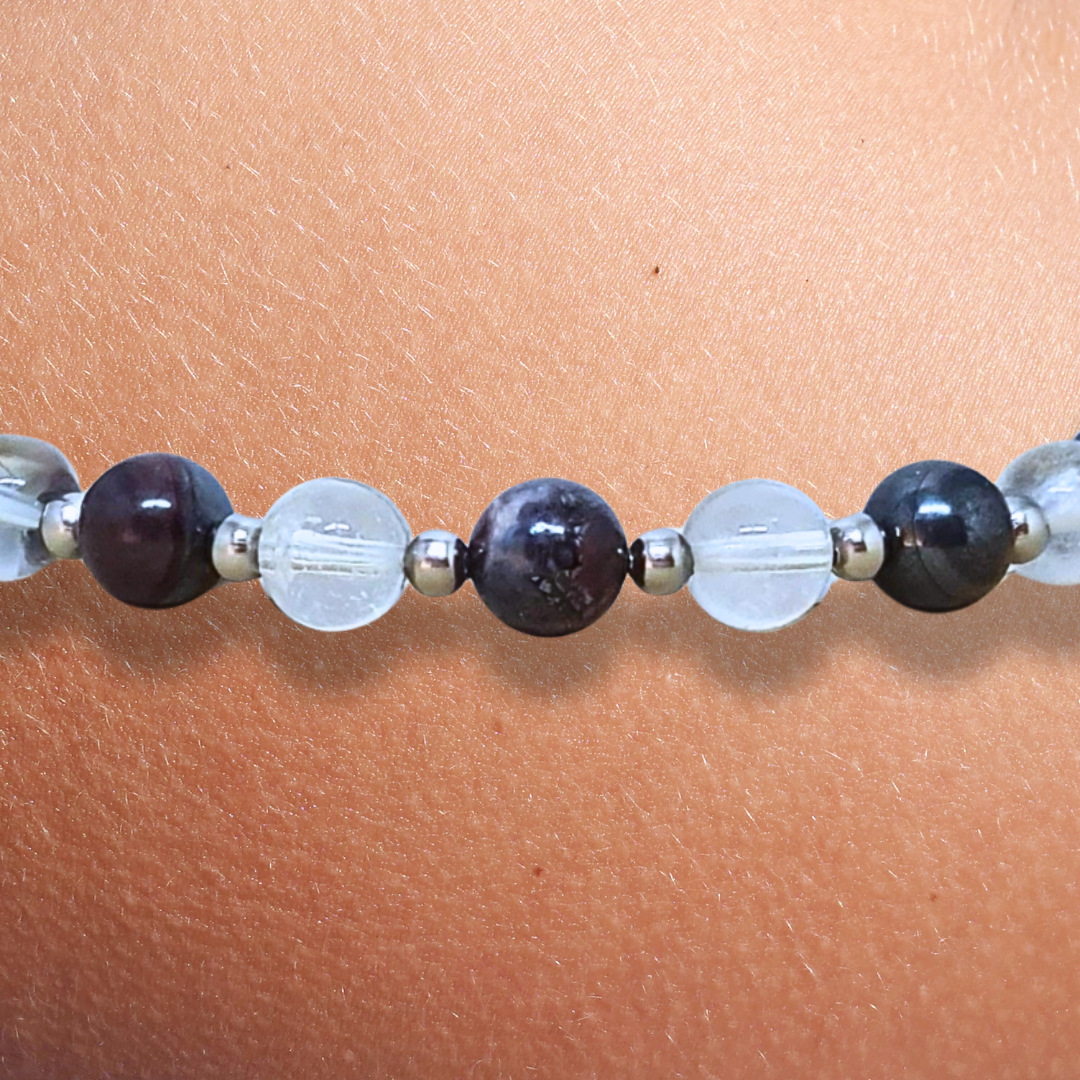 Bracelet en Sugilite et Cristal de Roche