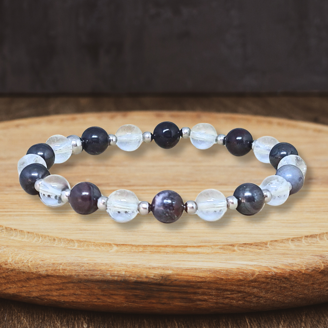 Bracelet en Sugilite et Cristal de Roche