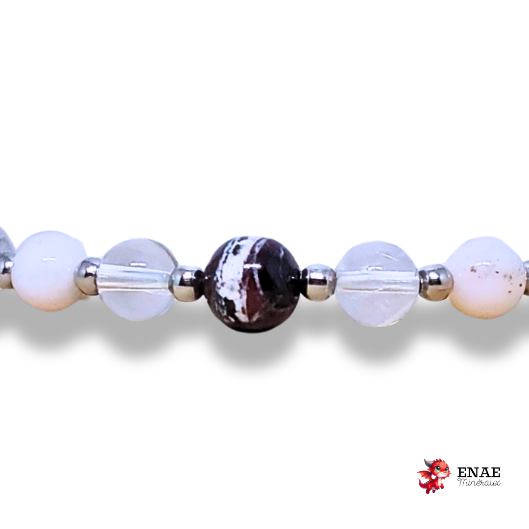 Bracelet en Sugilite, Opale rose et Cristal de Roche - ENAE Minéraux
