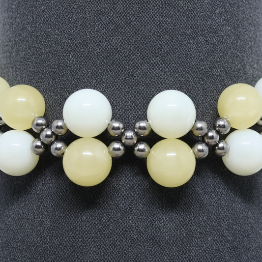 Bracelet tissé en Calcite jaune et Nacre