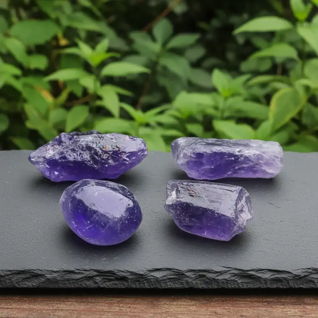 Lot de 4 Scapolite violettes brutes (MB567)