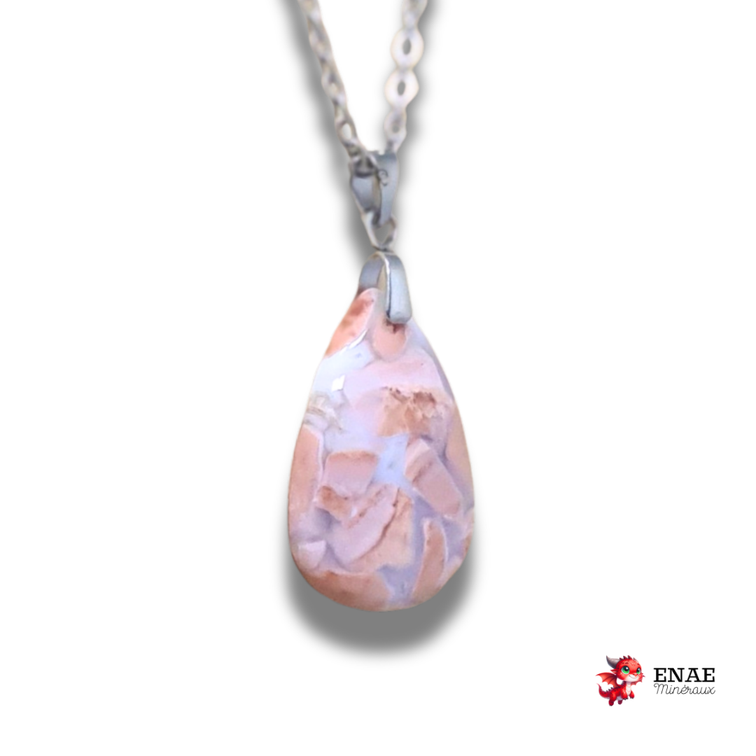 Pendentif en Agate Cotton Candy ou Rosetta (PE2052)