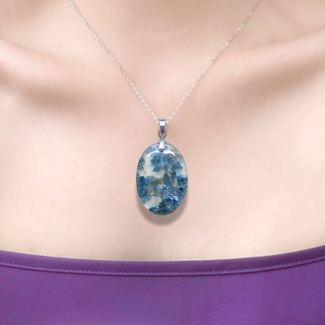 Pendentif en Agate mousse (PE2095) - ENAE Minéraux