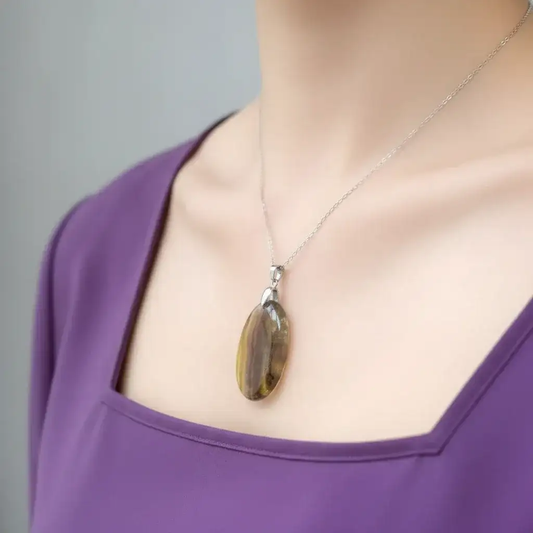 Pendentif en Fluorite jaune et arc - en - ciel (PE2088)