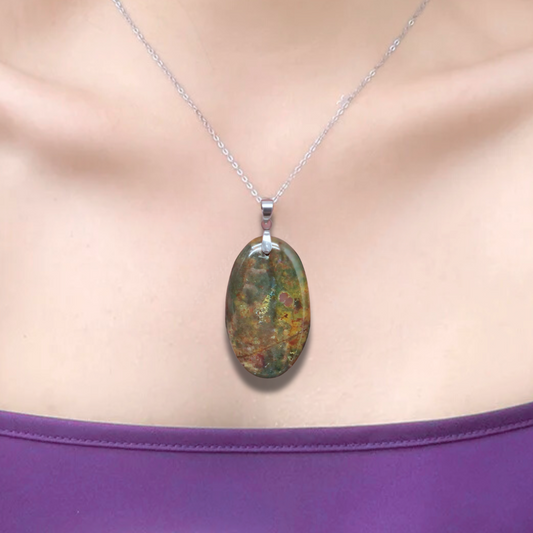 Pendentif en Jaspe Héliotrope (PE1498)