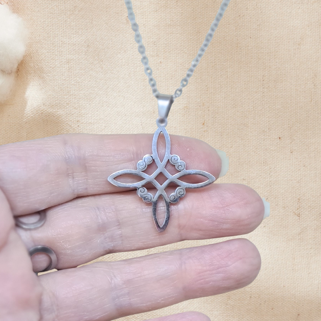 Pendentif Nœud de sorcière en acier inoxydable