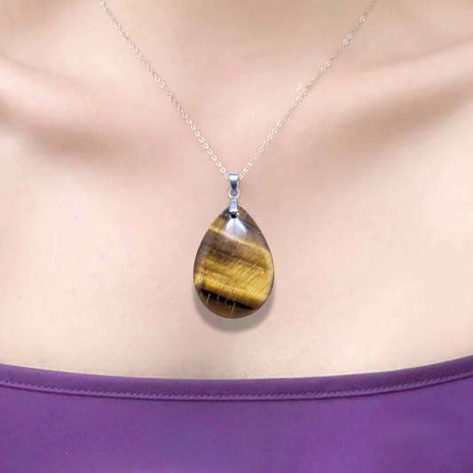 Pendentif biface en Œil de Tigre (PE2091) - ENAE Minéraux