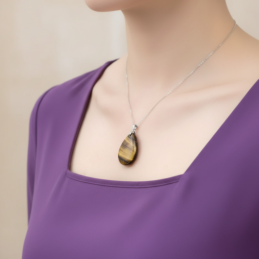 Pendentif biface en Œil de Tigre (PE2091) - ENAE Minéraux