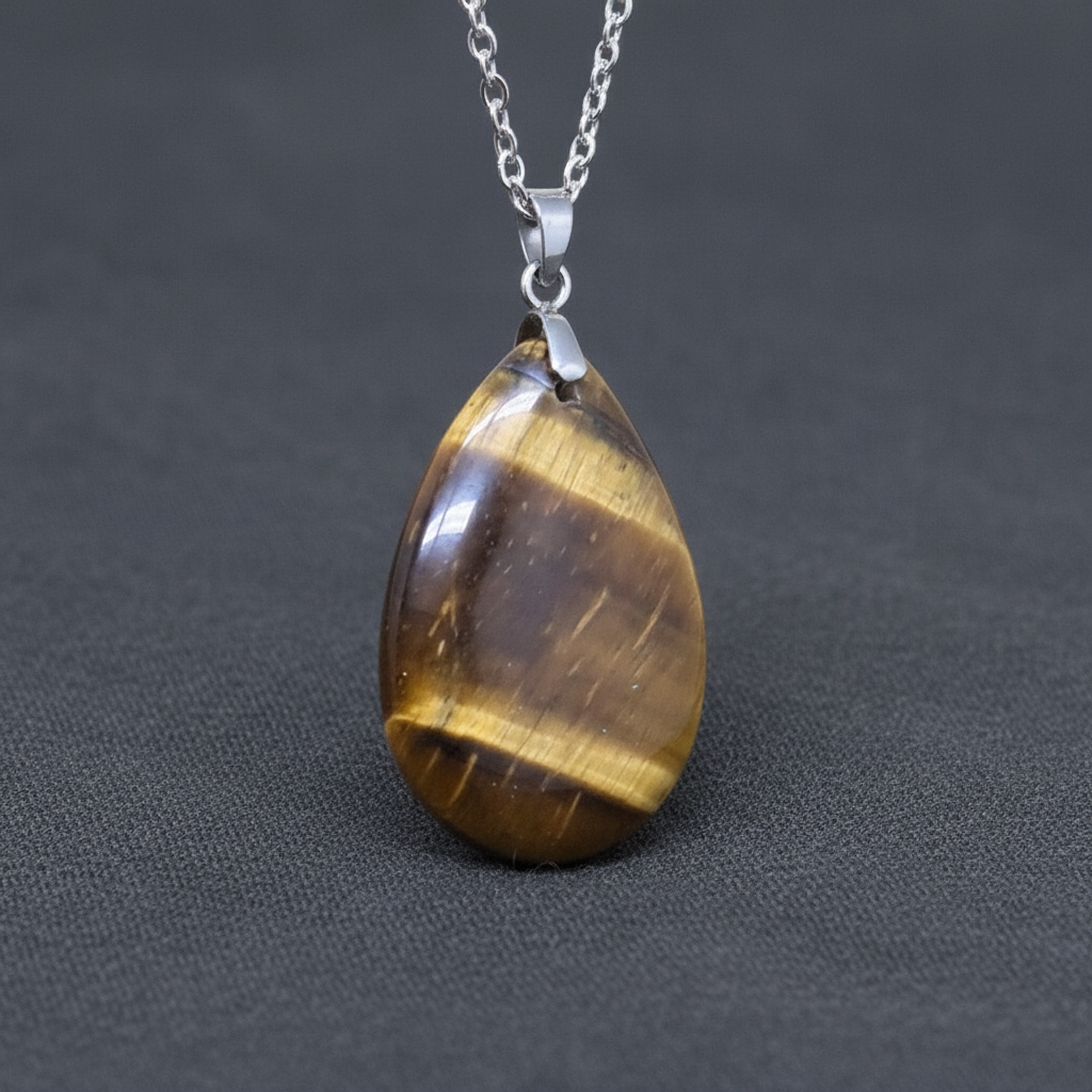 Pendentif biface en Œil de Tigre (PE2091) - ENAE Minéraux