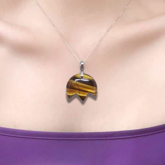 Pendentif tulipe en Œil de Tigre (PE1615-3)