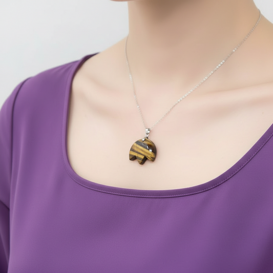 Pendentif tulipe en Œil de Tigre (PE1615-3)