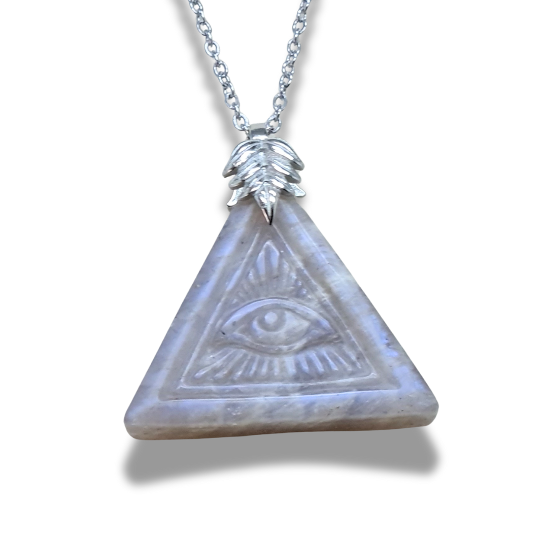 Pendentif Oeil de la Providence en Pierre de Lune (PE2015)