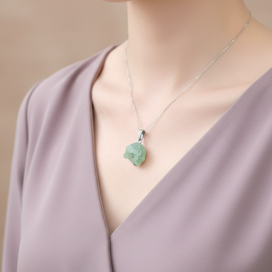 Pendentif en Prehnite brute (PE2097-3) - ENAE Minéraux