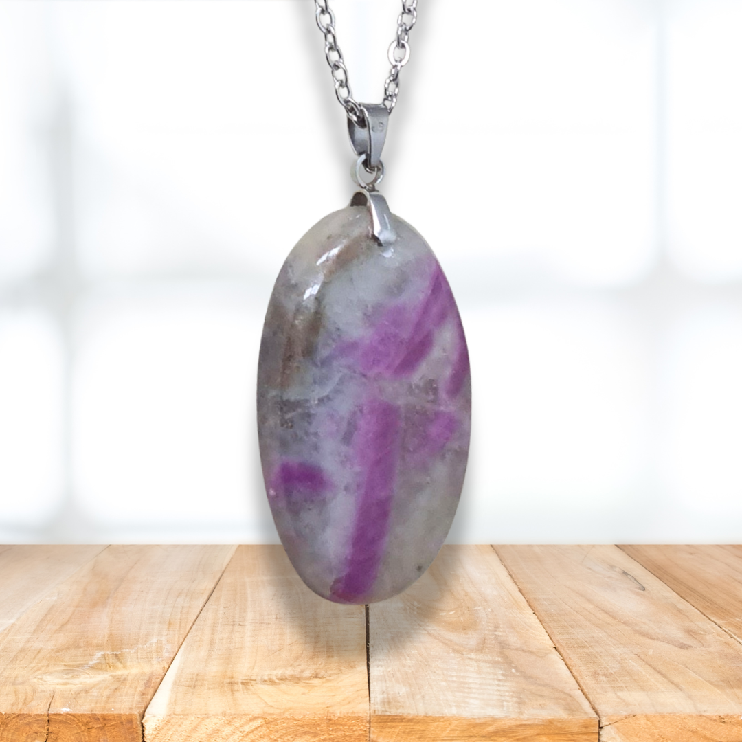 Pendentif en Rubis et Sillimanite (PE2084) - ENAE Minéraux