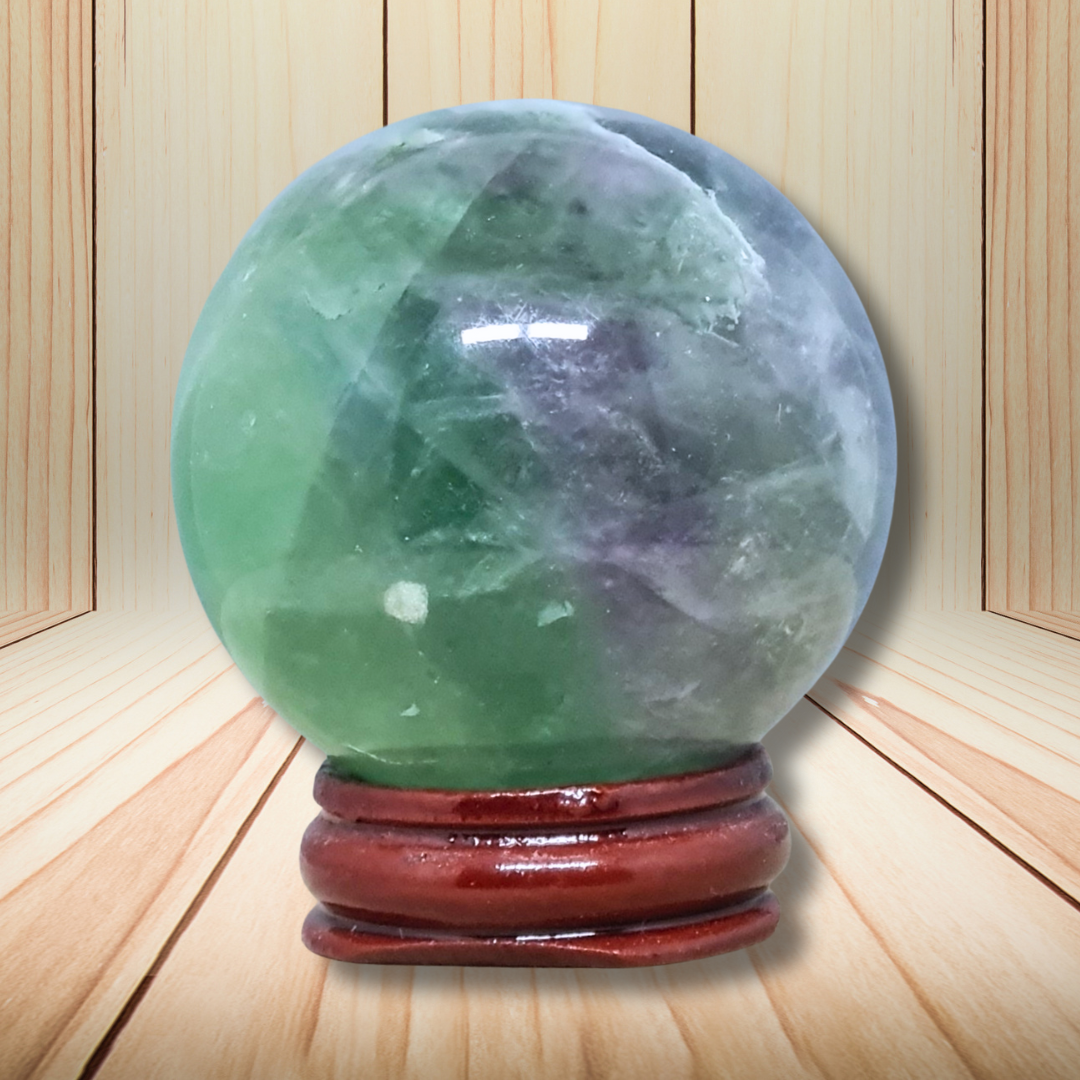 Sphère en Fluorite verte et violette 214g (PRGFL758)