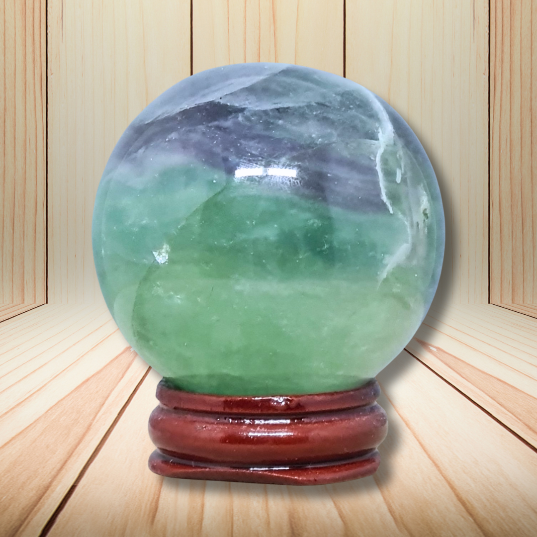 Sphère en Fluorite verte et violette 214g (PRGFL758)