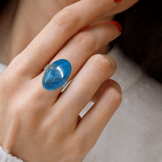 Bague réglable en Apatite bleue (BAGA56)