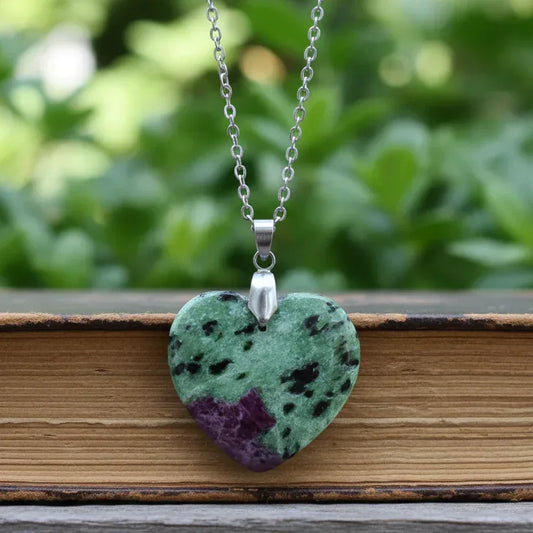 Pendentif cœur en Rubis et Zoïsite (PE2130)