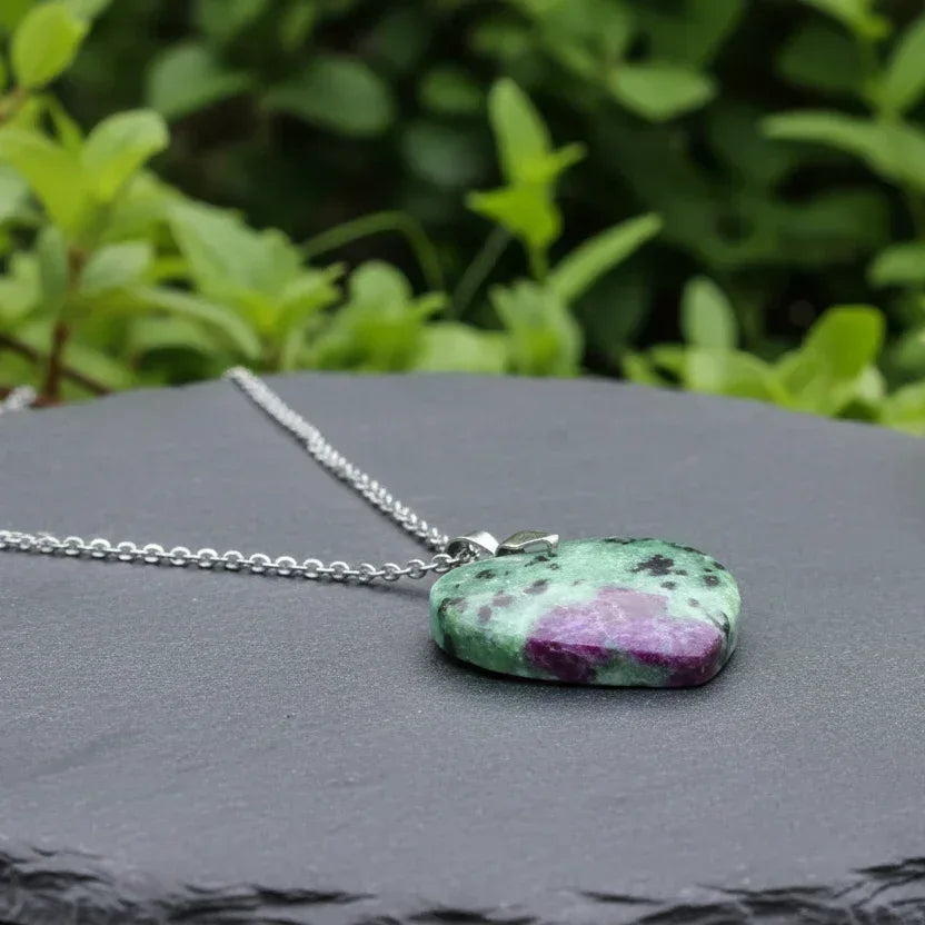 Pendentif cœur en Rubis et Zoïsite (PE2130)