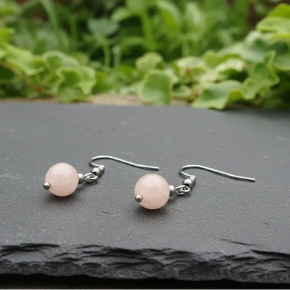 Boucles d'oreilles 1 perle en Morganite (BO239)