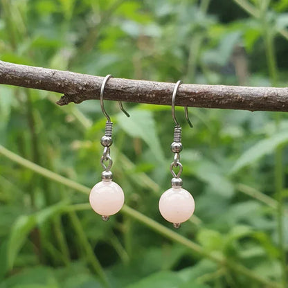 Boucles d'oreilles 1 perle en Morganite (BO239)