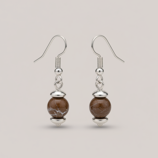 Boucles d'oreilles 1 perle en Opale Boulder (BO242)
