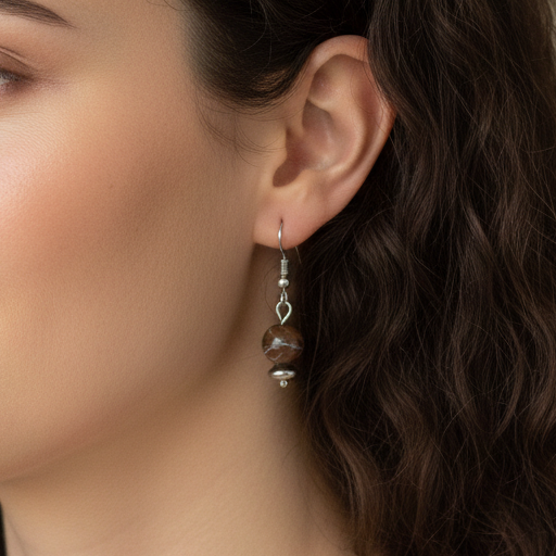 Boucles d'oreilles 1 perle en Opale Boulder (BO242)