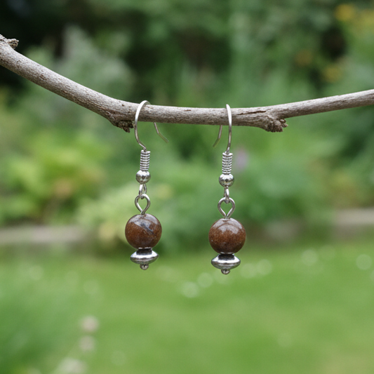 Boucles d'oreilles 1 perle en Opale Boulder (BO242)