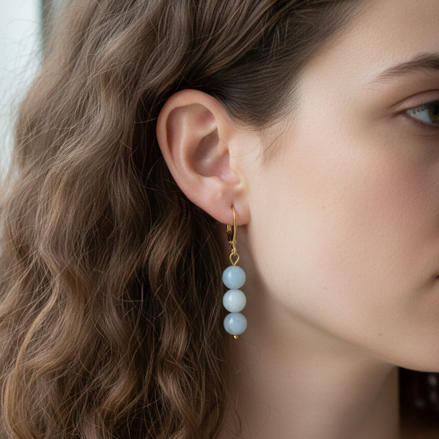 Boucles d'oreilles en Aigue-Marine (BO208-2)