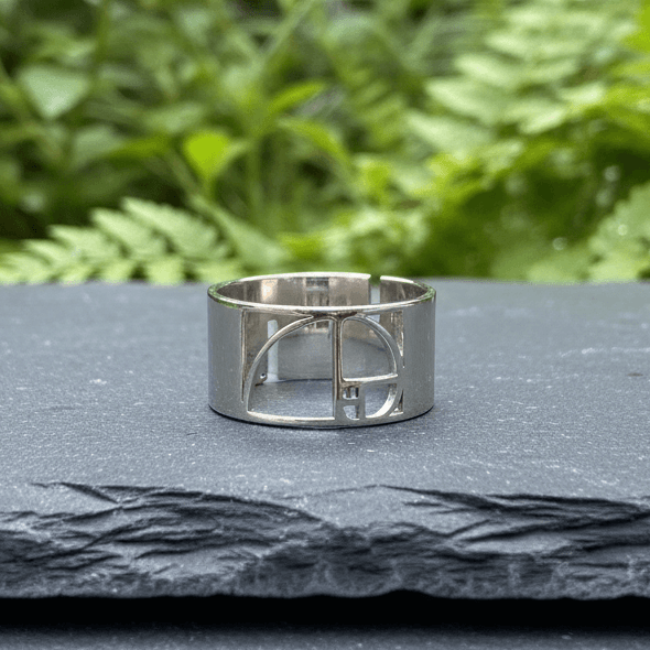 Bague réglable Nombre d'Or en acier argent (BAGANOA)