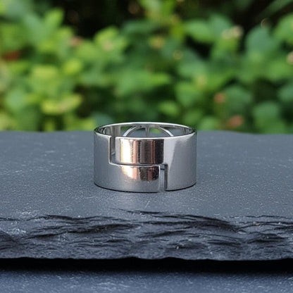 Bague réglable Nombre d'Or en acier argent (BAGANOA)