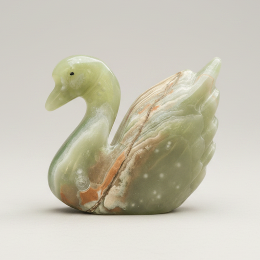 Cygne sculpté en Aragonite et Calcite (PRGFL622 - 6)