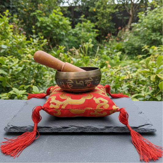 Bol chantant, maillet et coussin