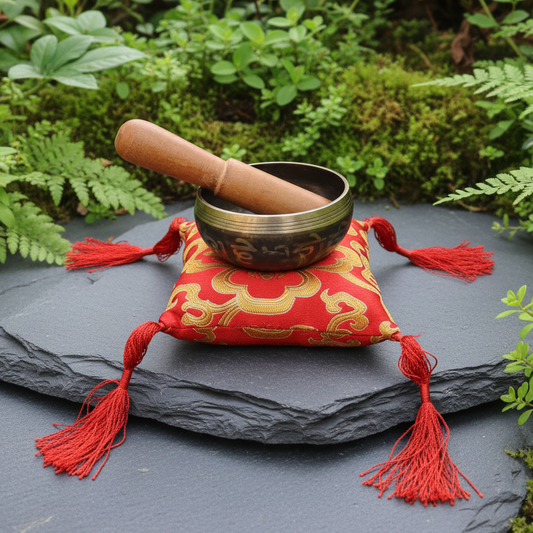 Bol chantant, maillet et coussin