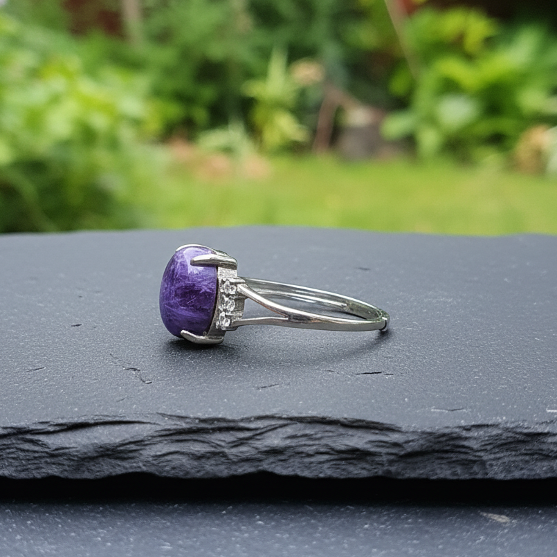 Bague réglable en Charoïte (BAG23-2)