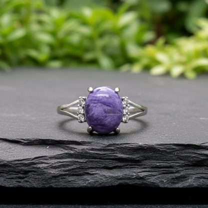 Bague réglable en Charoïte (BAG23-2)