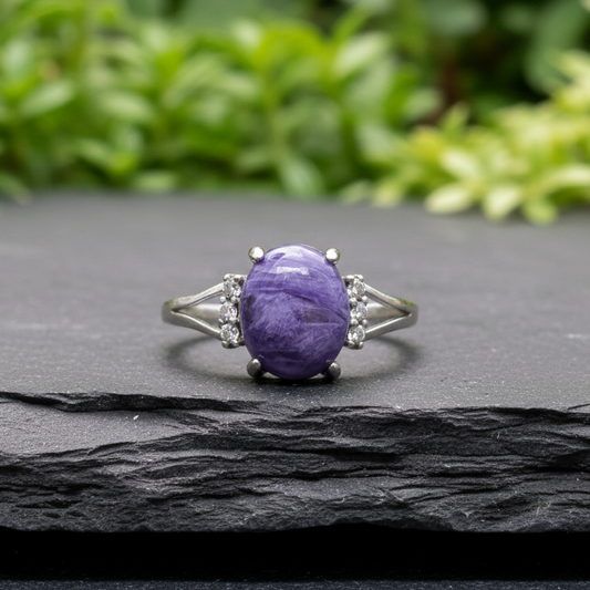 Bague réglable en Charoïte (BAG23 - 2)