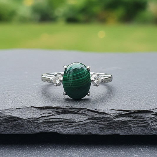 Bague réglable en Malachite (BAG64 - 4)