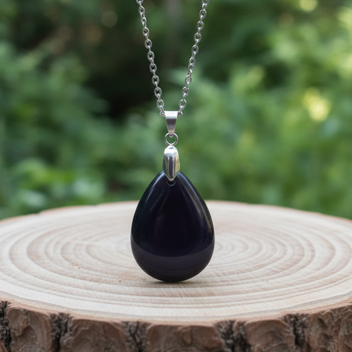 Pendentif biface en Obsidienne Œil Céleste (PE1020-9)