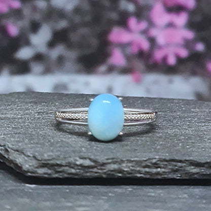 Bague réglable en Larimar et cuivre (BAG27-5)