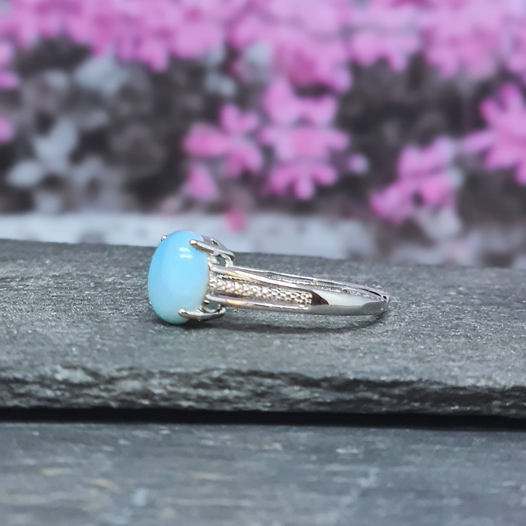 Bague réglable en Larimar et cuivre (BAG27-5)