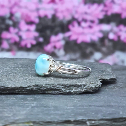 Bague réglable en Larimar et cuivre (BAG27-4)