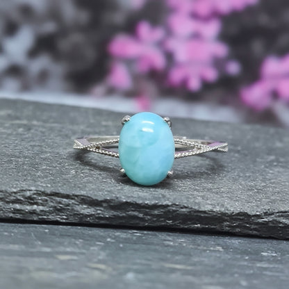 Bague réglable en Larimar et cuivre (BAG27-6)